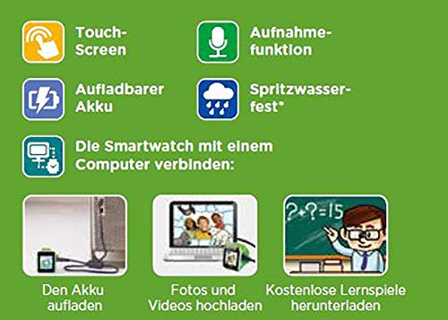 Ceas inteligent VTech KidiZoom DX2 albastru – Ceas pentru copii cu touchscreen, două camere pentru selfie-uri și multe altele – Potrivit pentru copii de 5-12 ani