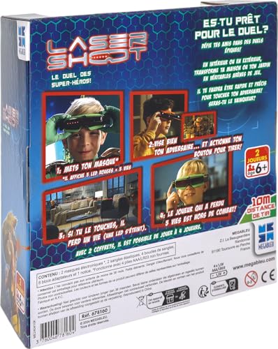 MEGABLEU - Laser Shoot - Jocuri Laser pentru Copii - Jocuri de Tir - Jocuri de Combat pentru Interior/Exterior - 2 Măști Laser Incluse - Cadou Interactiv - Joc în Aer Liber - De la 6 Ani - Versiune în Limba Română