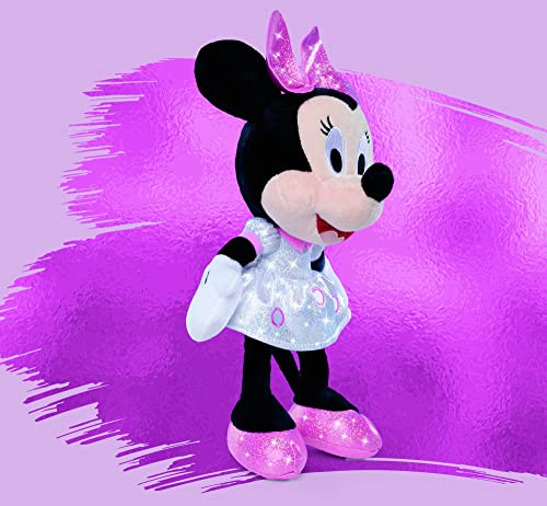 Simba 6315870396 - Minnie Mouse Strălucitoare, 25cm, Pluș, Articol Jubilare Disney 100 Ani, pentru primele luni de viață