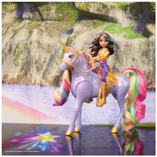Academia Unicornilor - Figurine originale Wildstar și Sophia de 12 cm din seria Netflix, cu unicorn Wildstar și lumină magică în culori de curcubeu, pentru copii de la 4 ani.