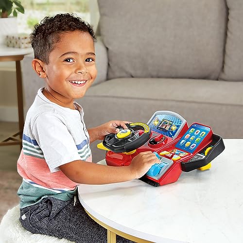 VTech - Super Turbo-Konsole, simulator de condus cu display colorat, curse auto, învățare și jocuri, cadou pentru copii 3-8 ani – conținut în limba franceză