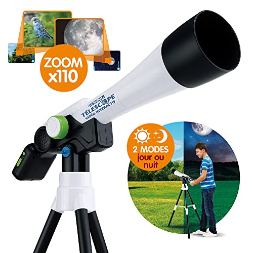 VTech - Telescopul video interactiv Genius XL, telescop pentru copii cu ecran digital color, in limba frnceza