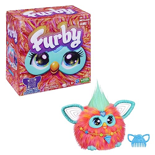 Furby Roșu Coralin, Pluș Interactiv – Versiunea Franceză (Ambalajul poate varia)