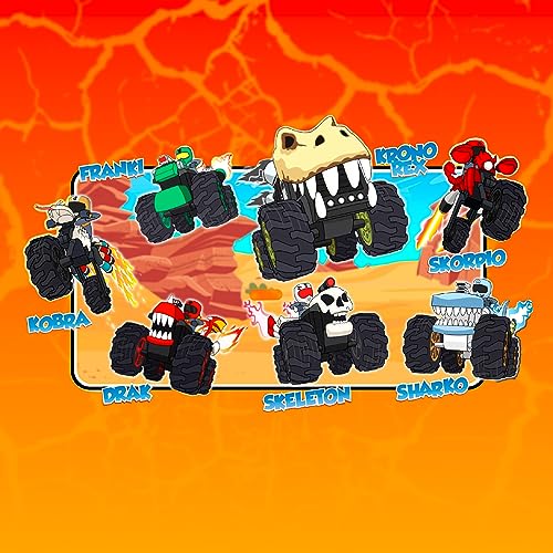Swap Riders - Camion KRONO REX, Monster Truck, vehicul de curse, tematică dinosaur T-Rex, 1 figură exclusivă Rider, fichițe interschimbabile, pentru băieți și fete + 4 ani, Famosa (WAP00000)