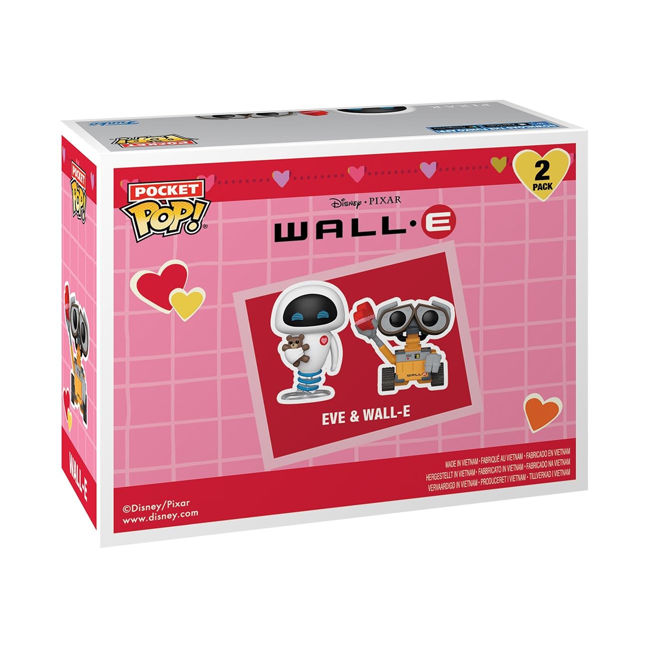 Funko Pocket POP! Valentines 2 Pachet - Wall-E - Breloc - Figurina din vinil pentru colecționat - Cadou - Produse oficiale - Pentru fanii filmelor