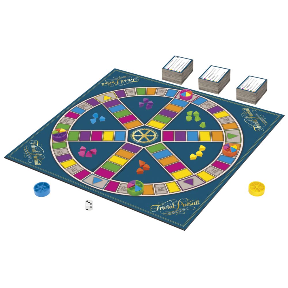 Hasbro Gaming Trivial Pursuit - Joc de societate cu design clasic, perfect pentru petreceri, întâlniri de familie și seri de jocuri.