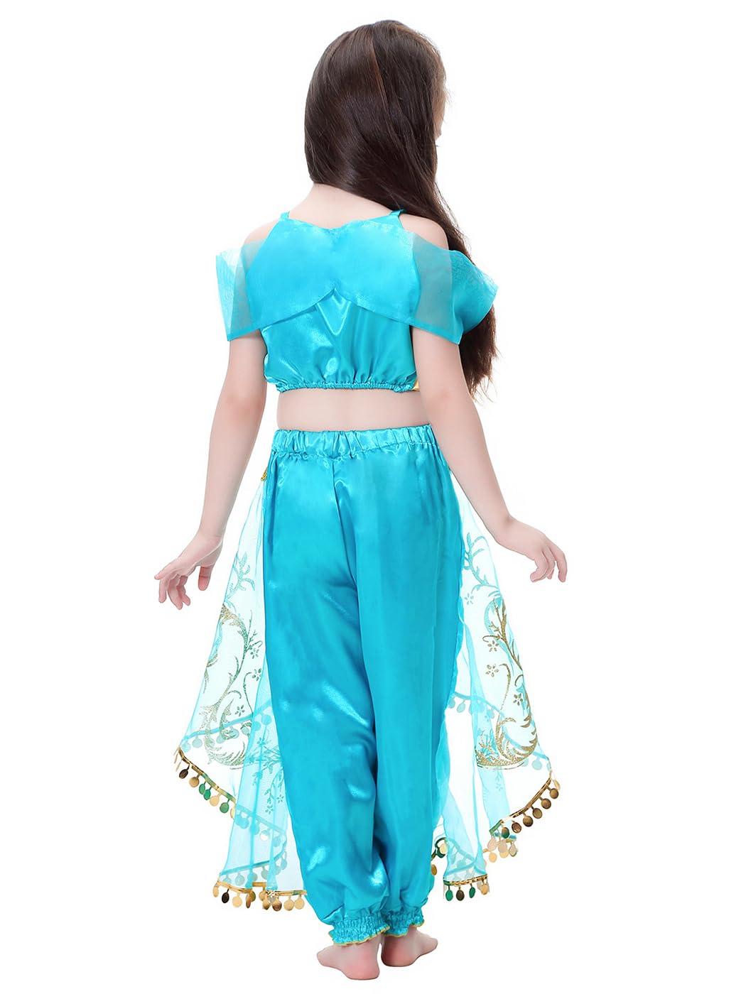 Costum de prințesă Jasmin pentru fete cu perucă - Costum Aladdin pentru copii, rochie de prințesă pentru Crăciun, zi de naștere, petrecere, Halloween, carnaval, cosplay.