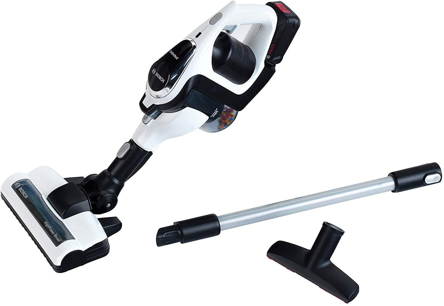 Aspirator Bosch Theo Klein 6812 | Aspirator cu funcție de aspirație și sunet | Duza de podea rotativă și detașabilă | Dimensiuni: 16cm x 16cm x 80cm | Jucărie pentru copii de la 3 ani