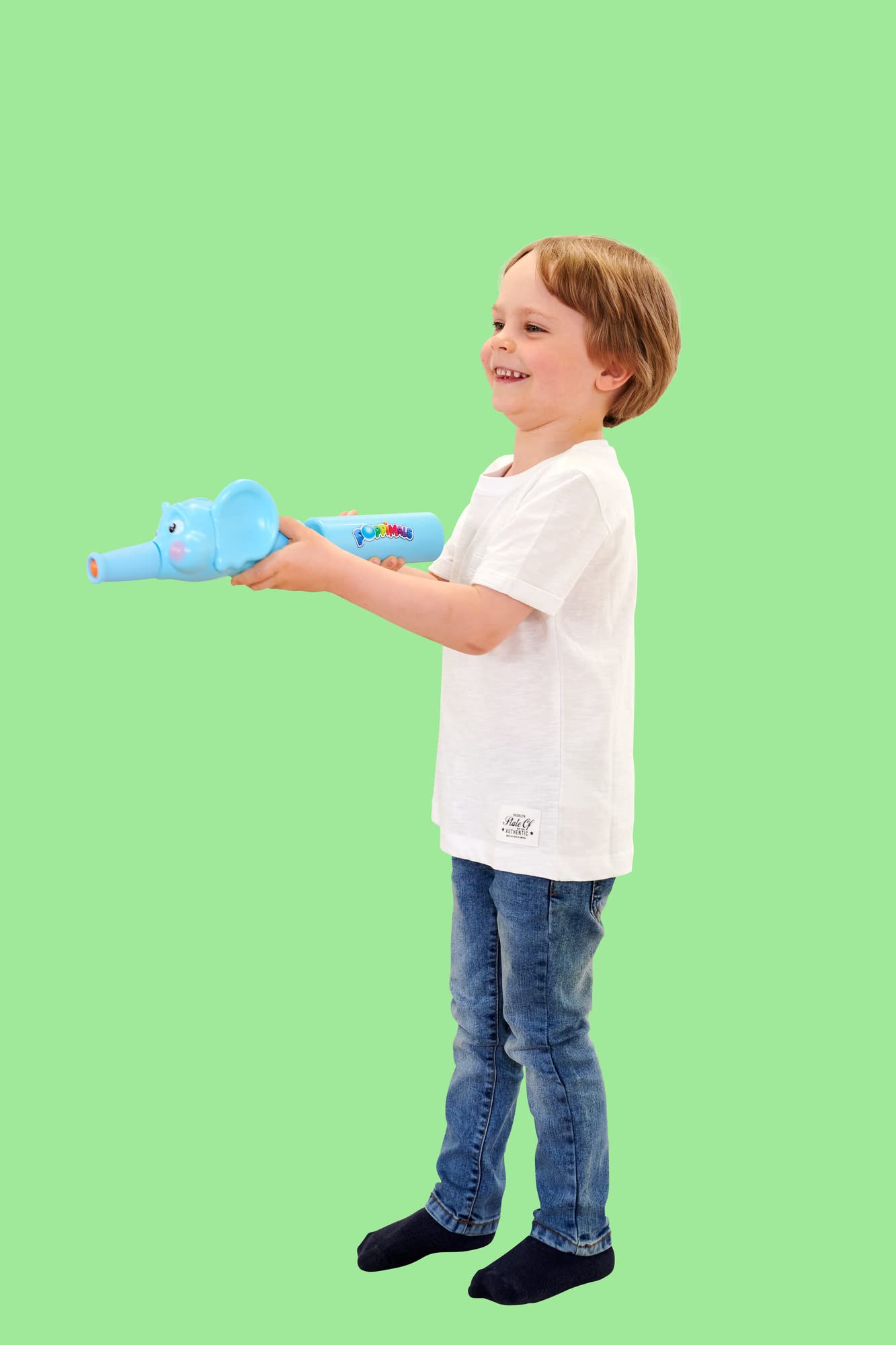 Poppimals Elefant Ballkanone (35 cm) - jucărie amuzantă pentru copii de la 3 ani, cu 20 de mingi colorate și mecanism de pompare.