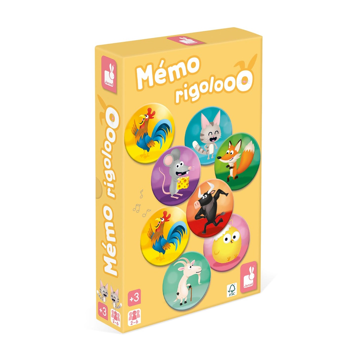 Janod - Memo Rigolooo - Joc de memorie și asociere - 2-6 jucători - De la 3 ani - J02736