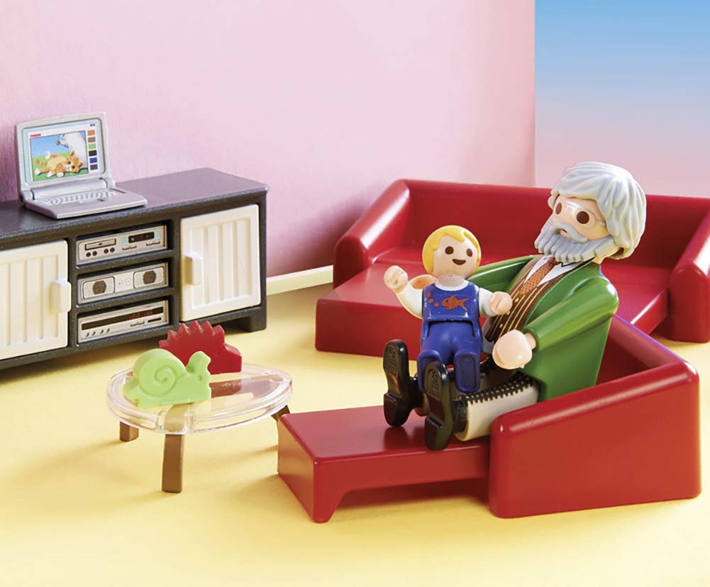 PLAYMOBIL Casa de Păpuși 70207 - Living Confortabil cu Efect de Lumină, Recomandat de la 4 Ani