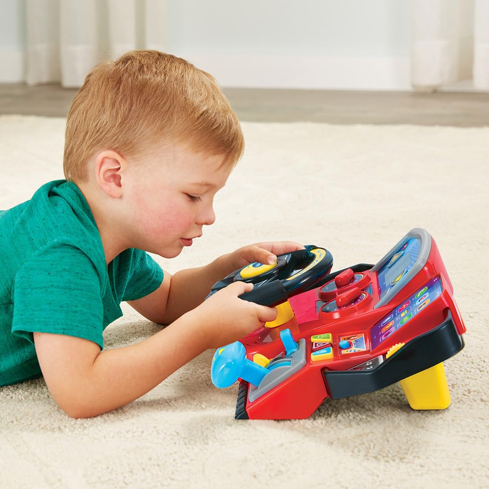 VTech - Super Turbo-Konsole, simulator de condus cu display colorat, curse auto, învățare și jocuri, cadou pentru copii 3-8 ani – conținut în limba franceză