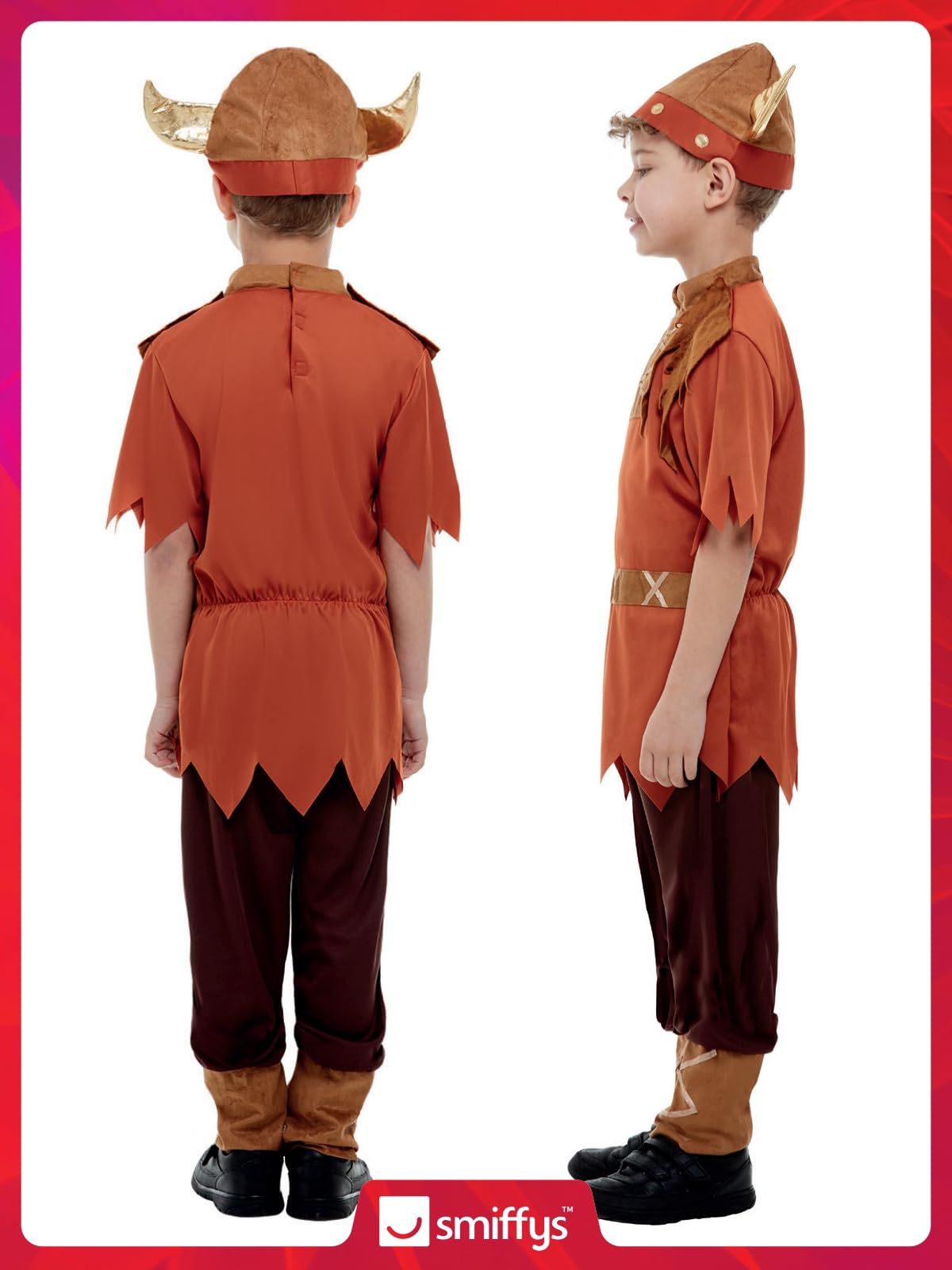 Costum de Viking Smiffys, maro, cu tricou, pantaloni și pălărie.