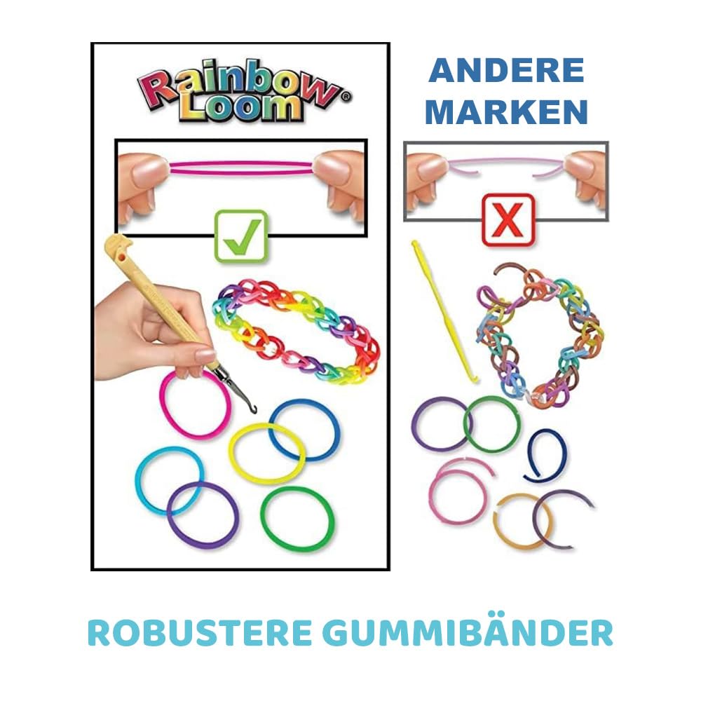 BANDAI - Rainbow Loom Original - Set creativ pentru brățări - Război de țesut cu 600 de elastice - Licență oficială patentată - Jucărie pentru copii de la 8 ani - CD00001