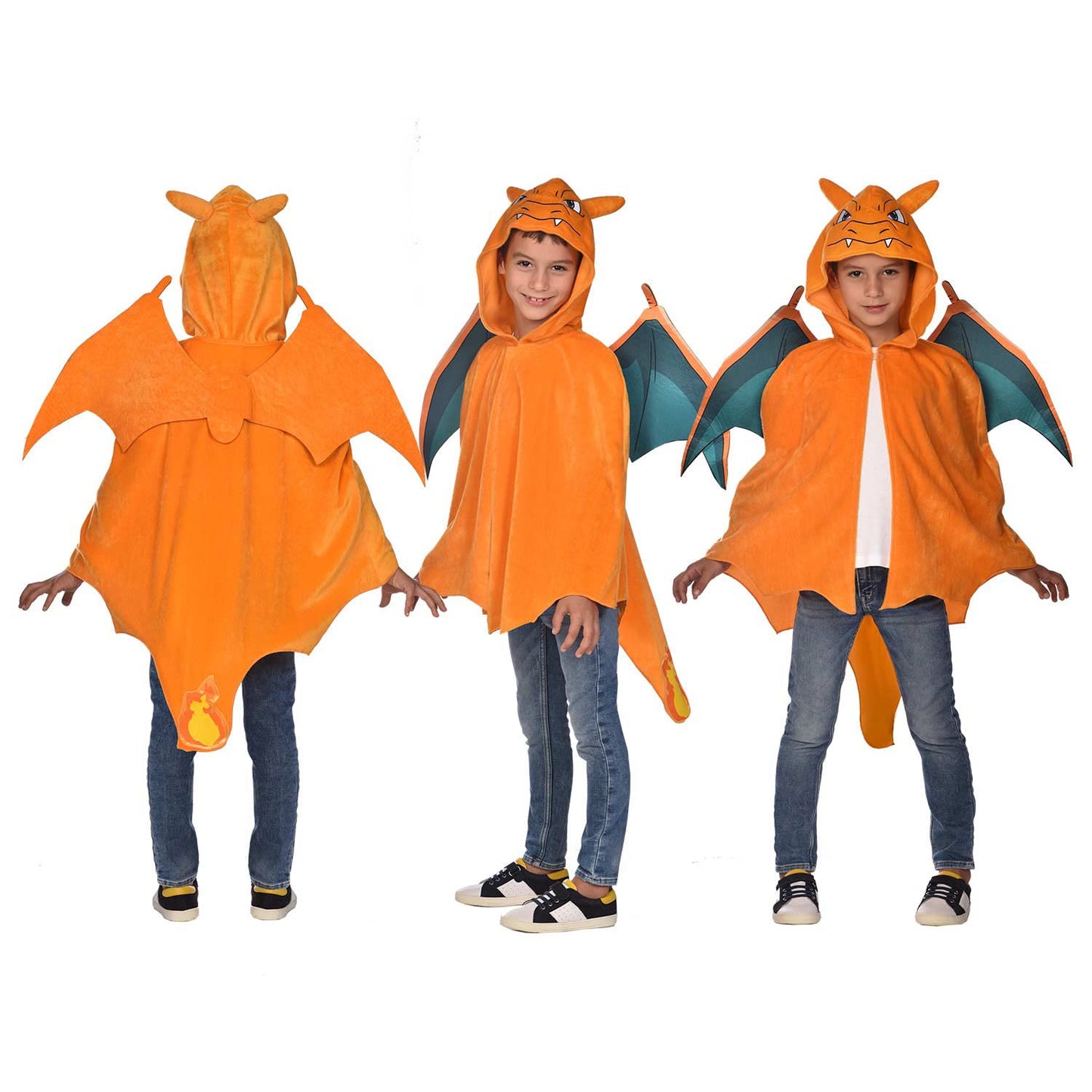 Amscan - Costum pentru copii Glurak, Pelerină din pluș cu glugă, Pokemon, Petrecere tematică, Carnaval