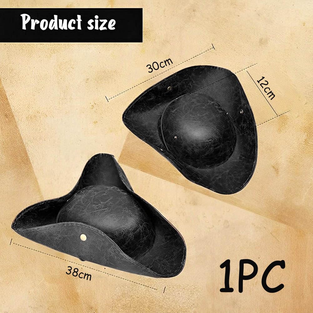 MOPQMKT Palarie pirat tricorn, piele ecologica