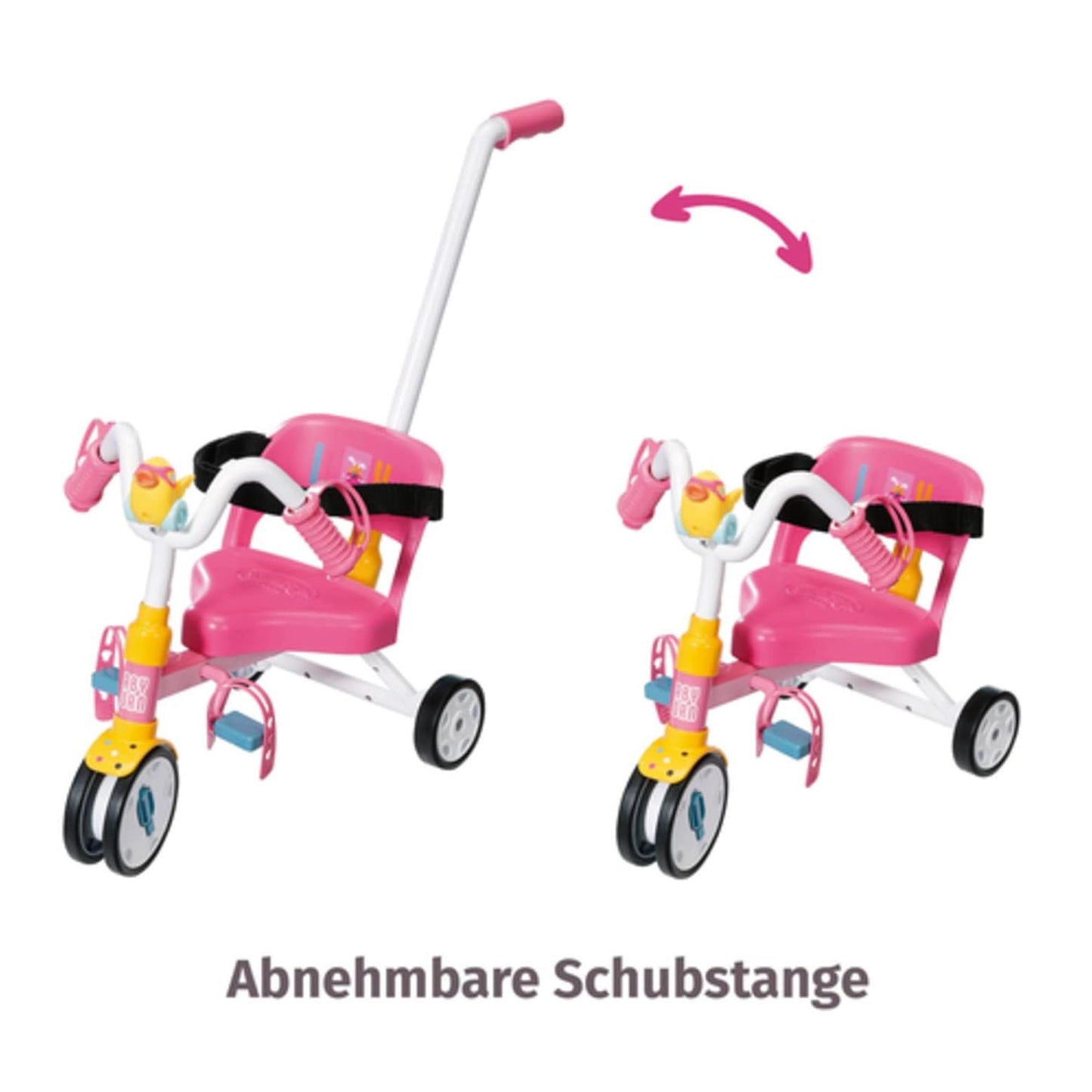Tricicletă BABY born cu ghidon, tricicletă cu roți funcționale, pentru păpuși de 36 cm și 43 cm, 835456 Zapf Creation, Negru