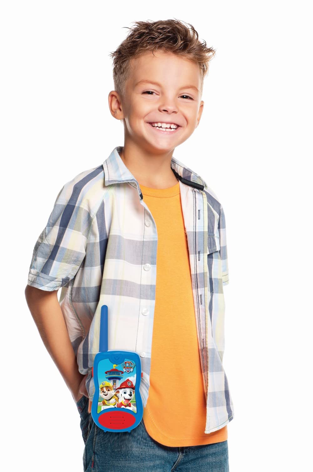 LEXIBOOK Paw Patrol - Walkie-talkies Chase din La Patrulla Canina, cu clemă pentru curea, baterie, albastru/roșu, TW12PA