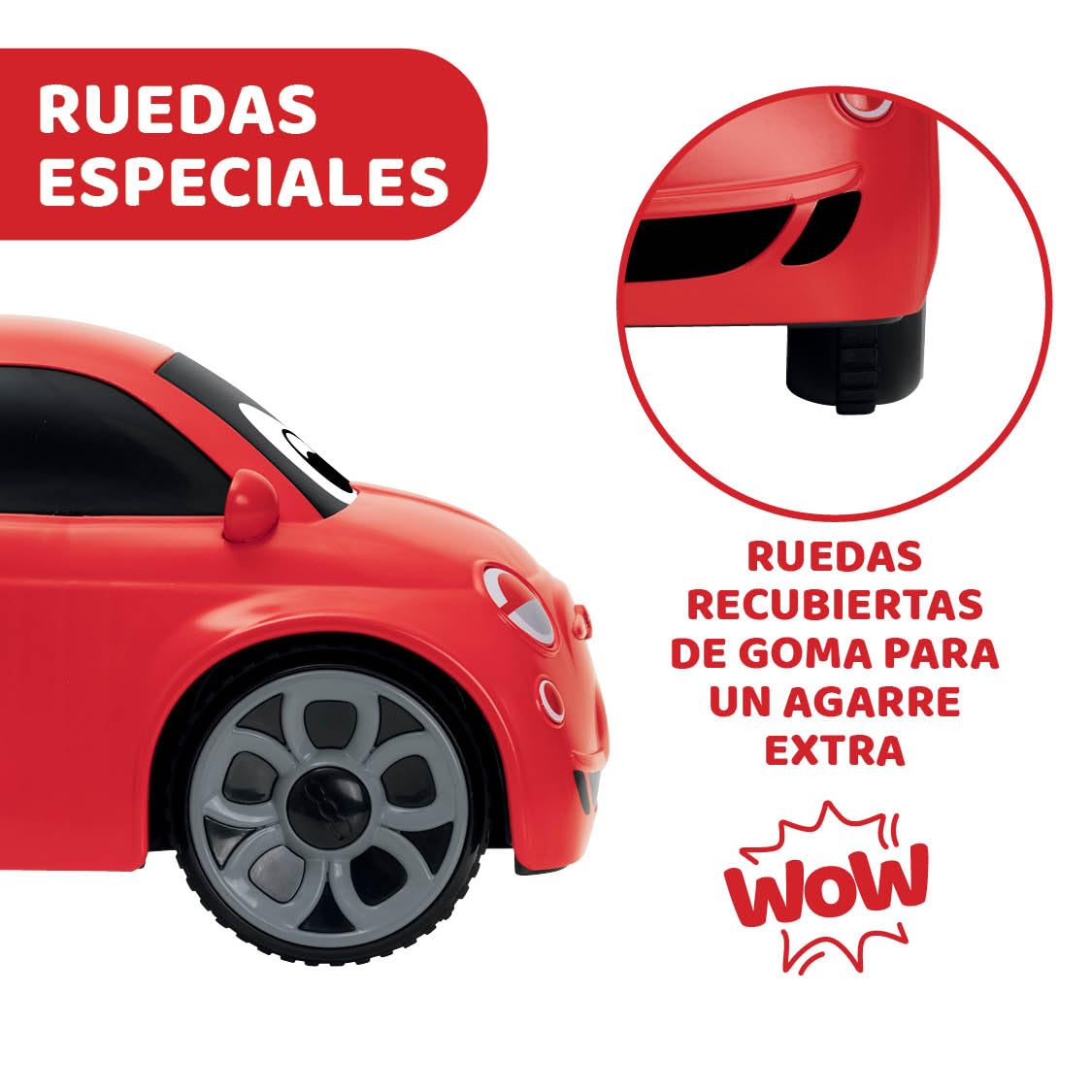 Chicco Fiat 500 RC Mașină Sport cu Telecomandă, Mașină cu Funcție de Telecomandă cu Volan Intuitiv, Mașină RC cu Sunete și Claxon, Alb - Jucărie pentru Copii 2-6 Ani, Roșu