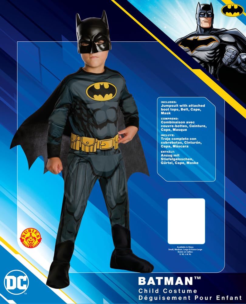 Costum Batman Rubie's I-630856S pentru băieți, clasic, 3-4 ani, 98-104 cm