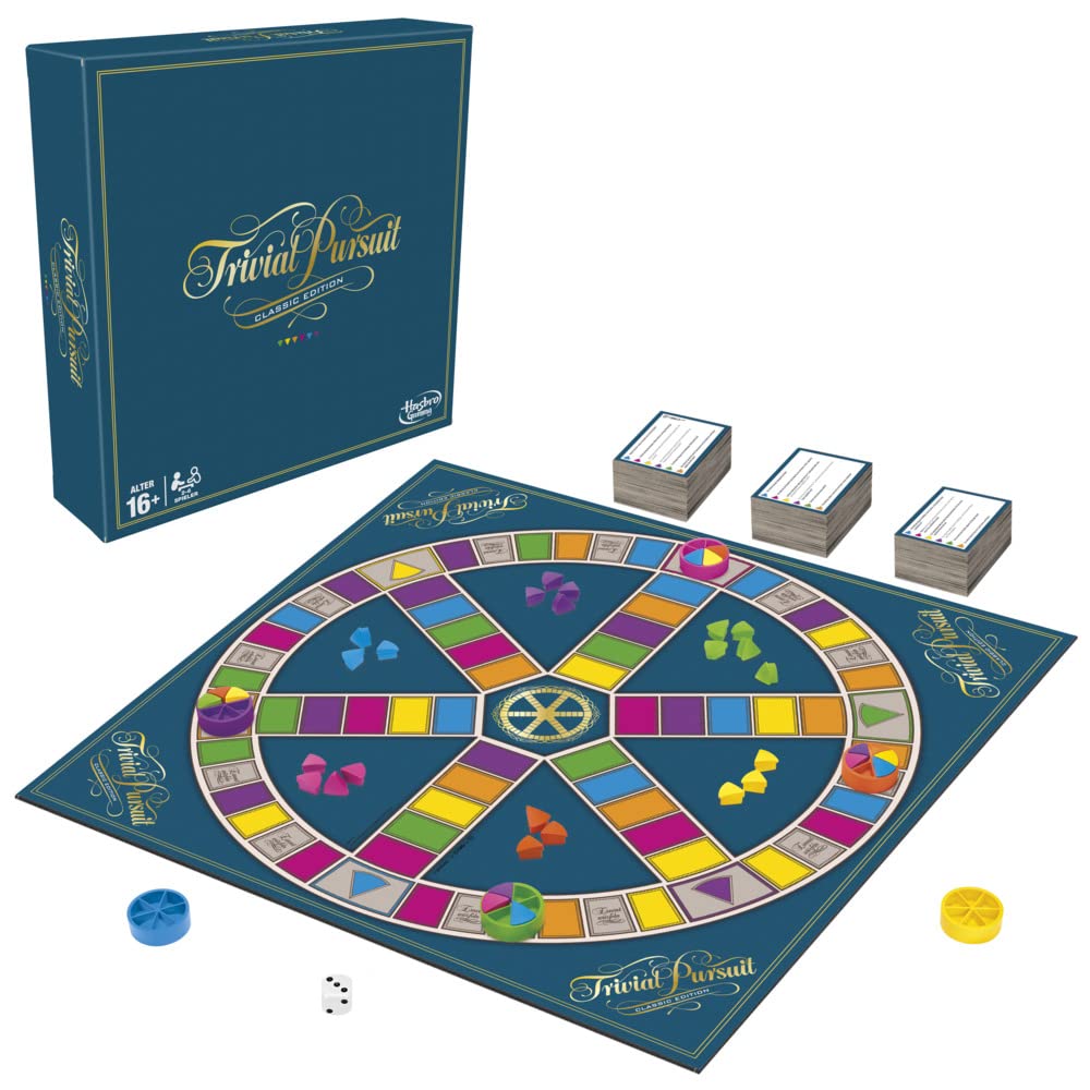 Hasbro Gaming Trivial Pursuit - Joc de societate cu design clasic, perfect pentru petreceri, întâlniri de familie și seri de jocuri.