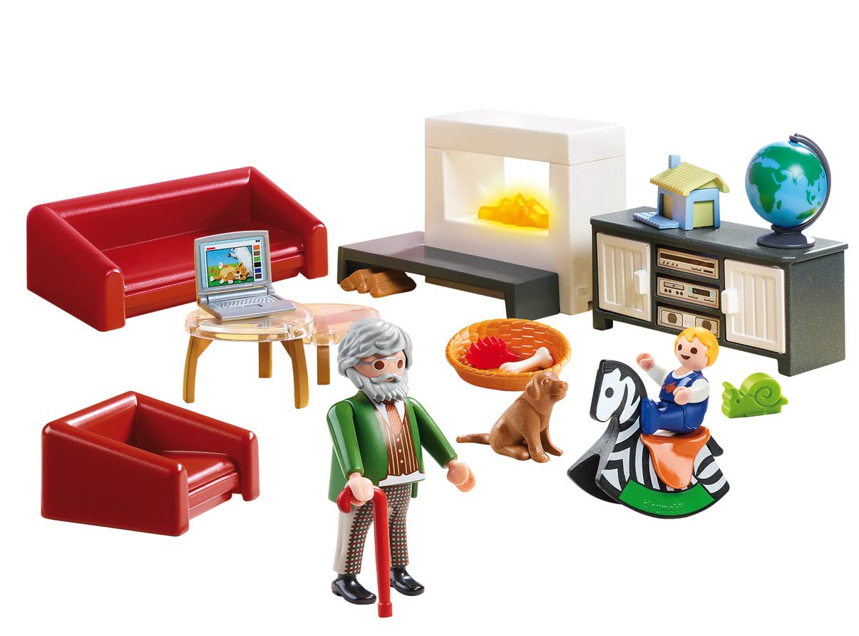 PLAYMOBIL Casa de Păpuși 70207 - Living Confortabil cu Efect de Lumină, Recomandat de la 4 Ani
