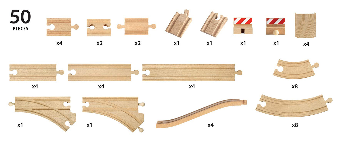 BRIO World 33772 Set Mare de Șine 50 Piese - Set de Șine pentru Tren - Jucărie pentru Copii Recomandată de la 3 Ani