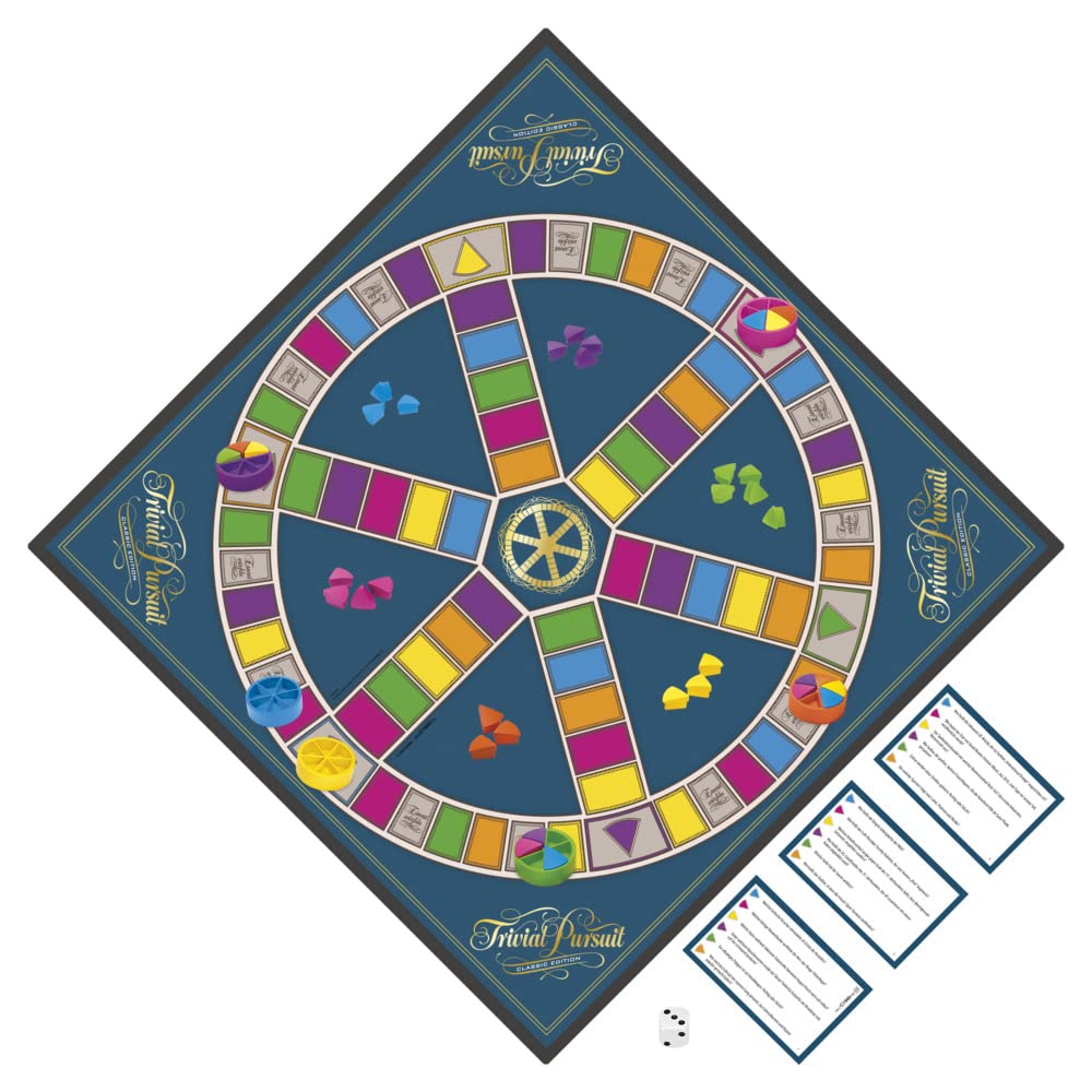 Hasbro Gaming Trivial Pursuit - Joc de societate cu design clasic, perfect pentru petreceri, întâlniri de familie și seri de jocuri.