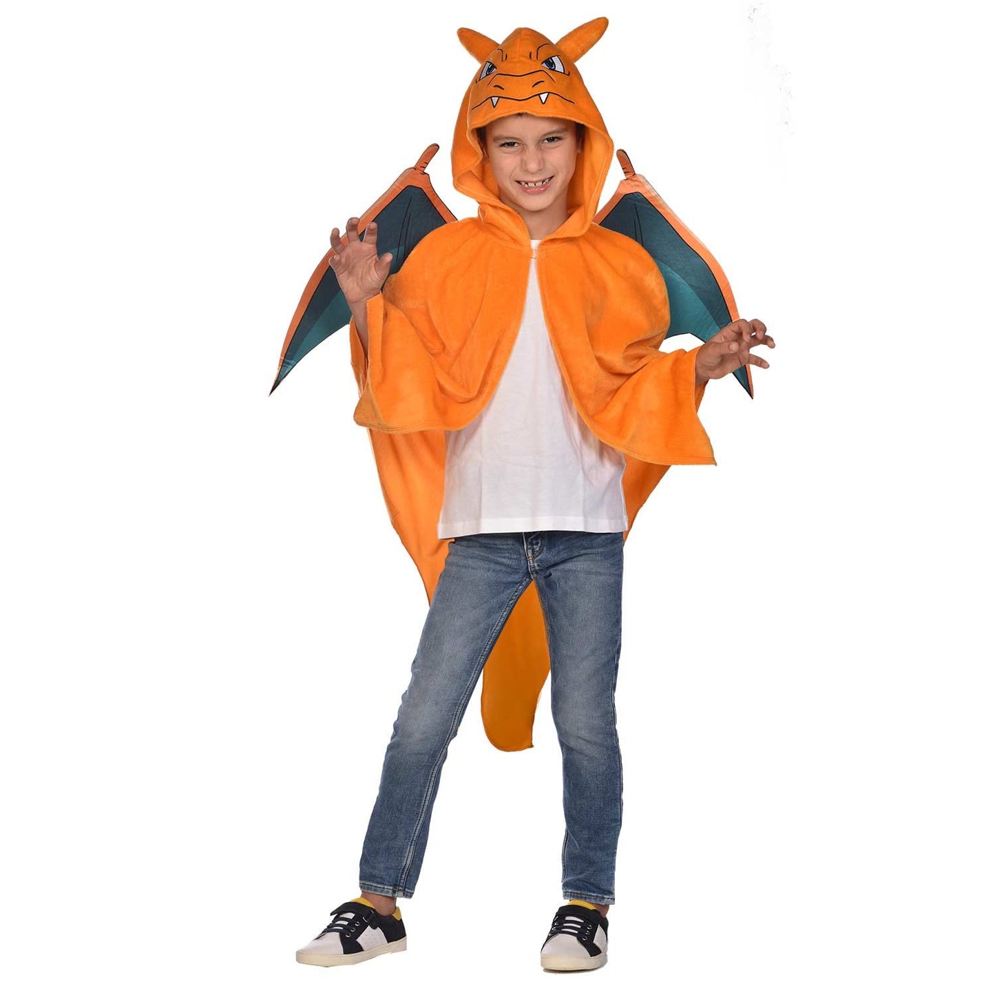 Amscan - Costum pentru copii Glurak, Pelerină din pluș cu glugă, Pokemon, Petrecere tematică, Carnaval