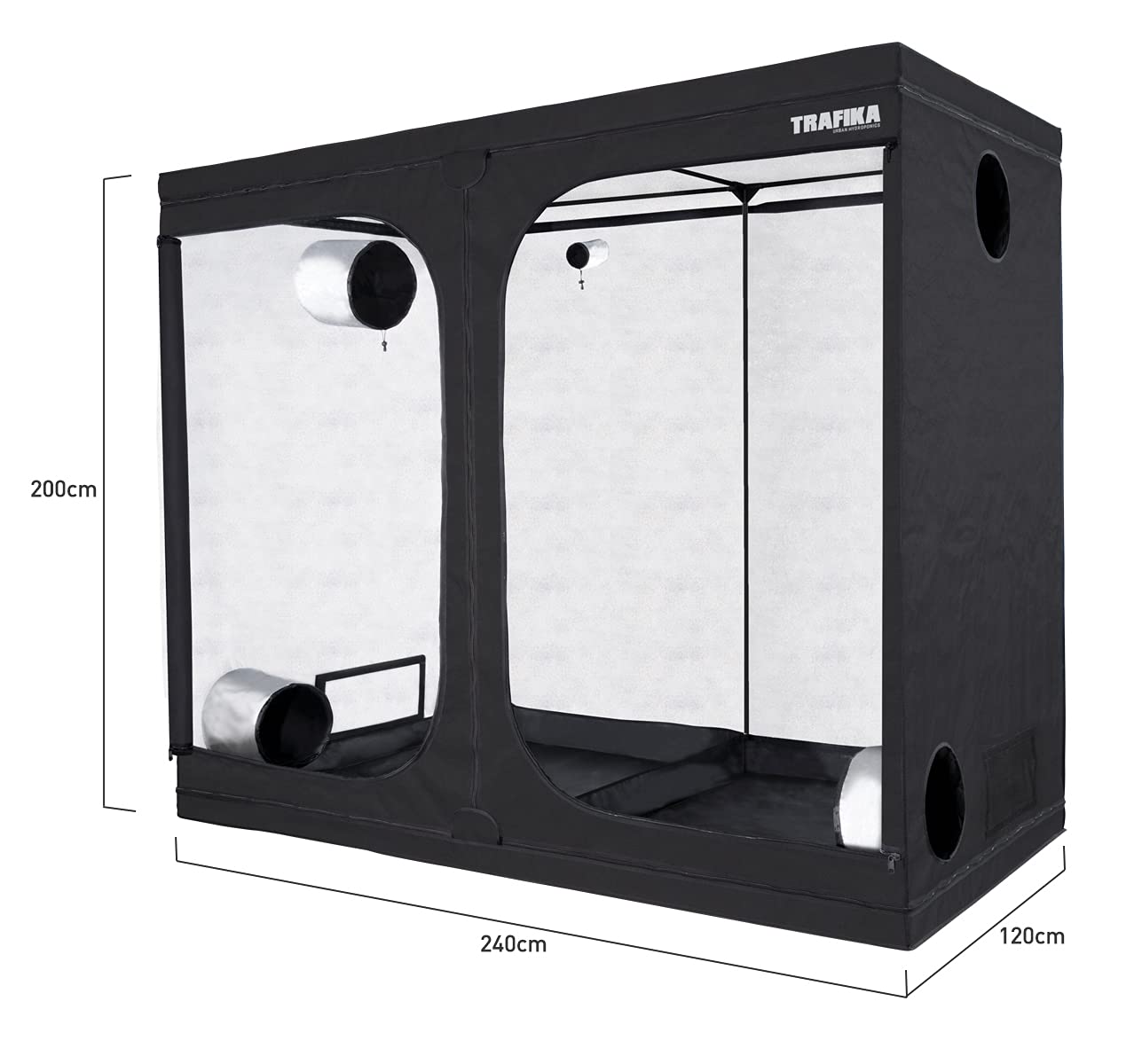 TRAFFIKA Cort de Cultivare Interior 240x120x200cm / Cort de Creștere / Cutie de Creștere / Cort de Cultivare Indoor / Cort Grow Hidroponic / Reflectivitate Mylar Premium 97%
