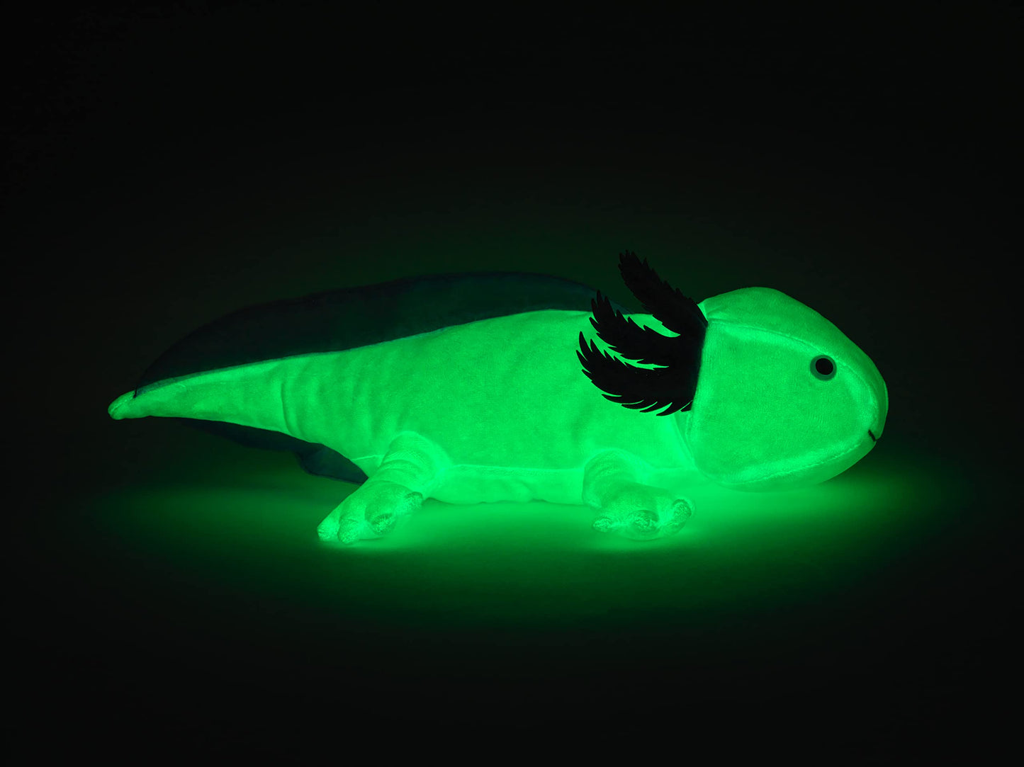 Uni-Toys - Axolotl (Albastru Deschis-Fluorescent) - 32 cm (Lungime) - Ajolote de Pluș - Jucărie de Pluș