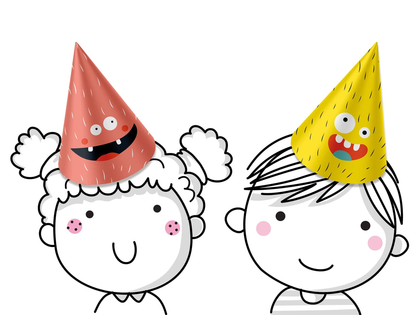 Coifuri petrecere onomastica din hârtie Monster Bash - 6 bucăți, cartoon, multicolore
