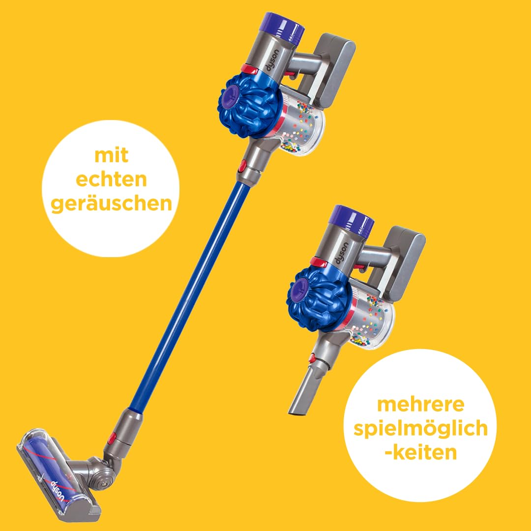Casdon Dyson aspirator fără fir | Aspirator de jucărie interactiv și oficial licențiat Dyson | Distracție realistă în jocuri de rol!, Albastru, Mărime copil