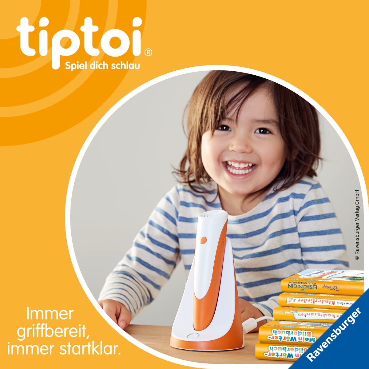 Ravensburger tiptoi Ladestation 00111 - Încărcător pentru acumulator și fișiere audio, stație de încărcare pentru stiloul tiptoi, accesorii tiptoi
