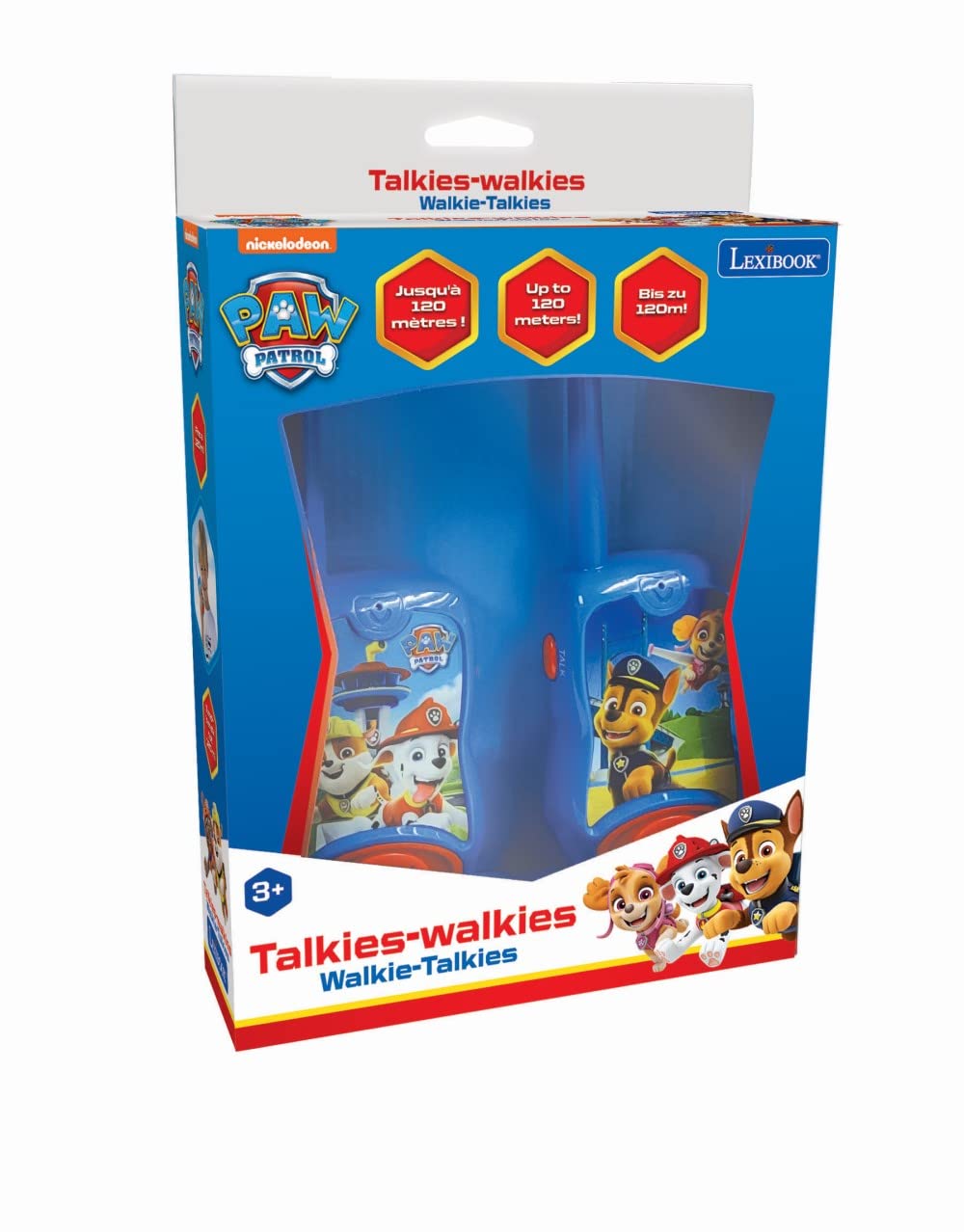 LEXIBOOK Paw Patrol - Walkie-talkies Chase din La Patrulla Canina, cu clemă pentru curea, baterie, albastru/roșu, TW12PA