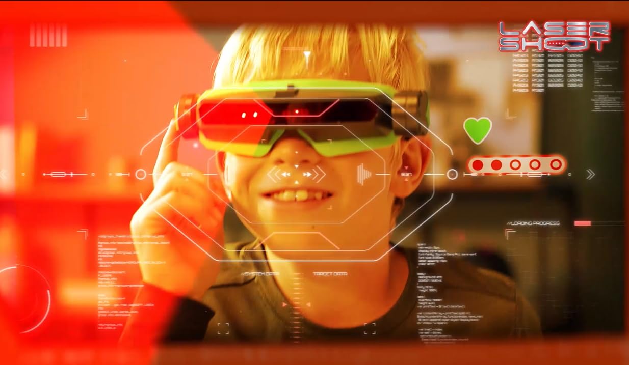 MEGABLEU - Laser Shoot - Jocuri Laser pentru Copii - Jocuri de Tir - Jocuri de Combat pentru Interior/Exterior - 2 Măști Laser Incluse - Cadou Interactiv - Joc în Aer Liber - De la 6 Ani - Versiune în Limba Română