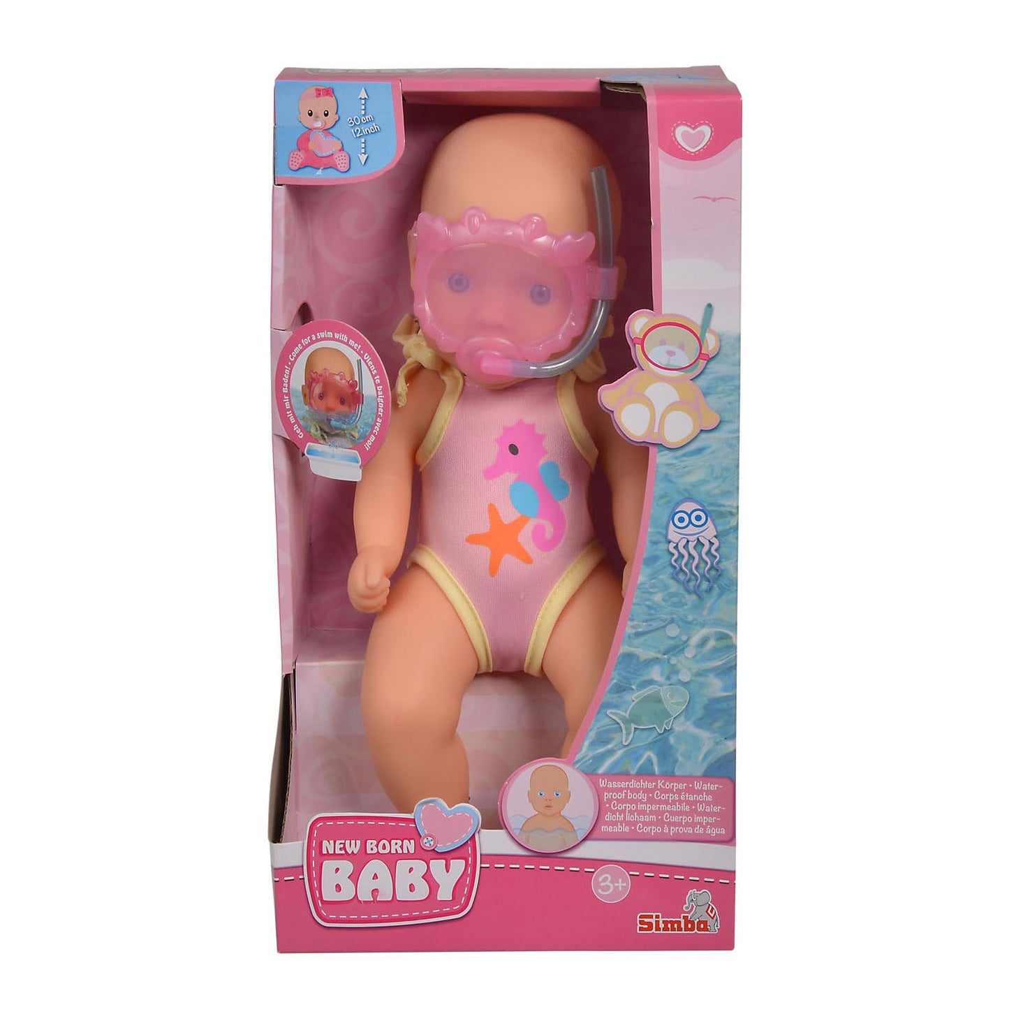 Simba Papusa de baie New Born Baby, 30 cm, 3+ ani