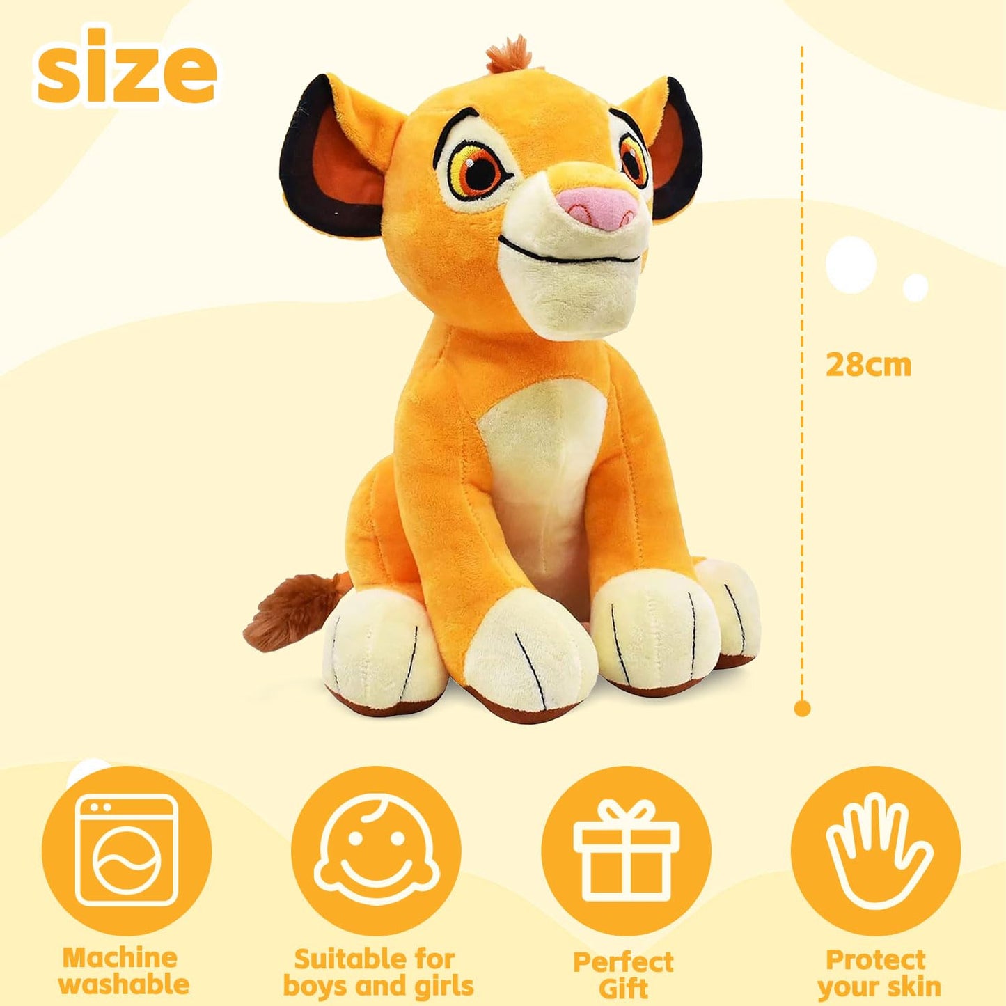 YISKY Regele leu jucarie de pluș, Jucărie Leu pentru Copii, Păpușă Pluș Leu, Figurine Anime Leu Regal, Păpușă din Material Textil pentru Băieți și Fete