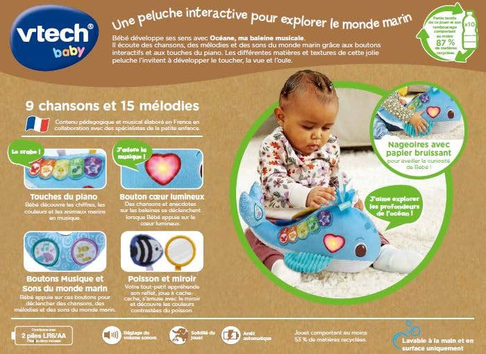 VTech Baby Balena Wal - Jucărie de Stimulare și Descoperire, Albastru