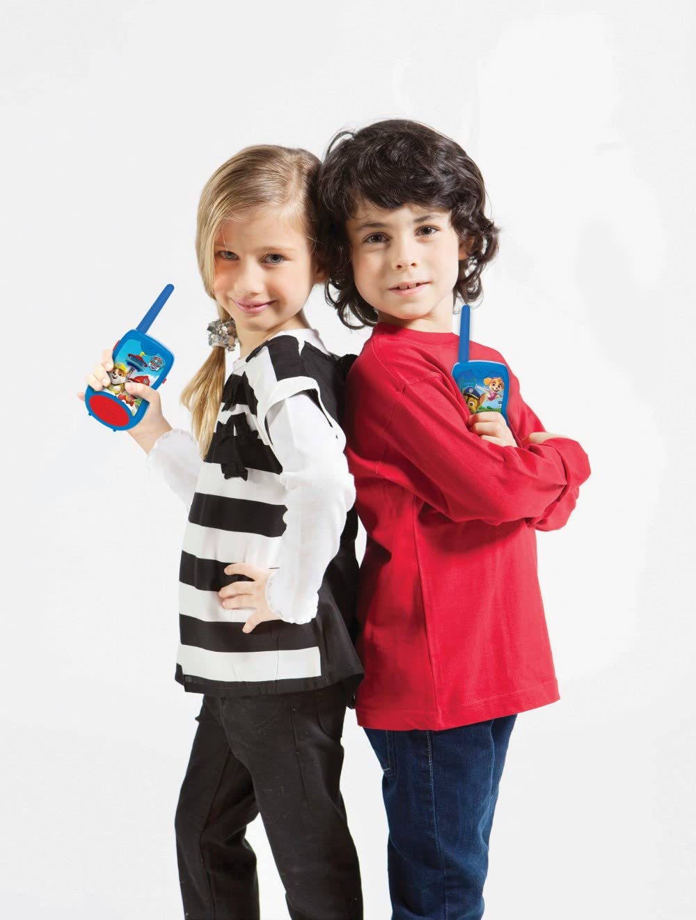 LEXIBOOK Paw Patrol - Walkie-talkies Chase din La Patrulla Canina, cu clemă pentru curea, baterie, albastru/roșu, TW12PA