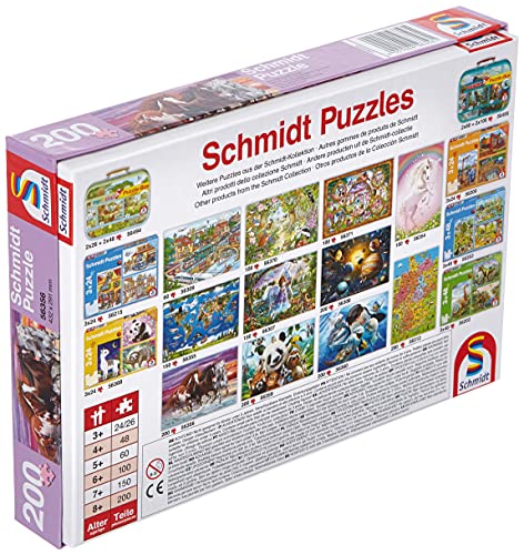 Schmidt Spiele 56356 Trio de Cai Sălbatici, Puzzle pentru Copii, 200 Piese, Colorat