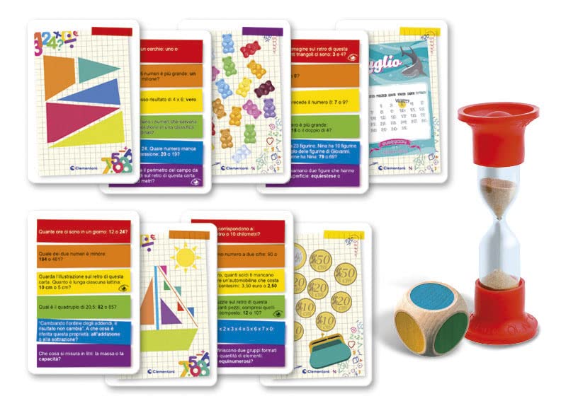 Clementoni 16440 Joc educativ pentru copii de 6 ani, Quiz, Flashcards de Matematică in limba italiana