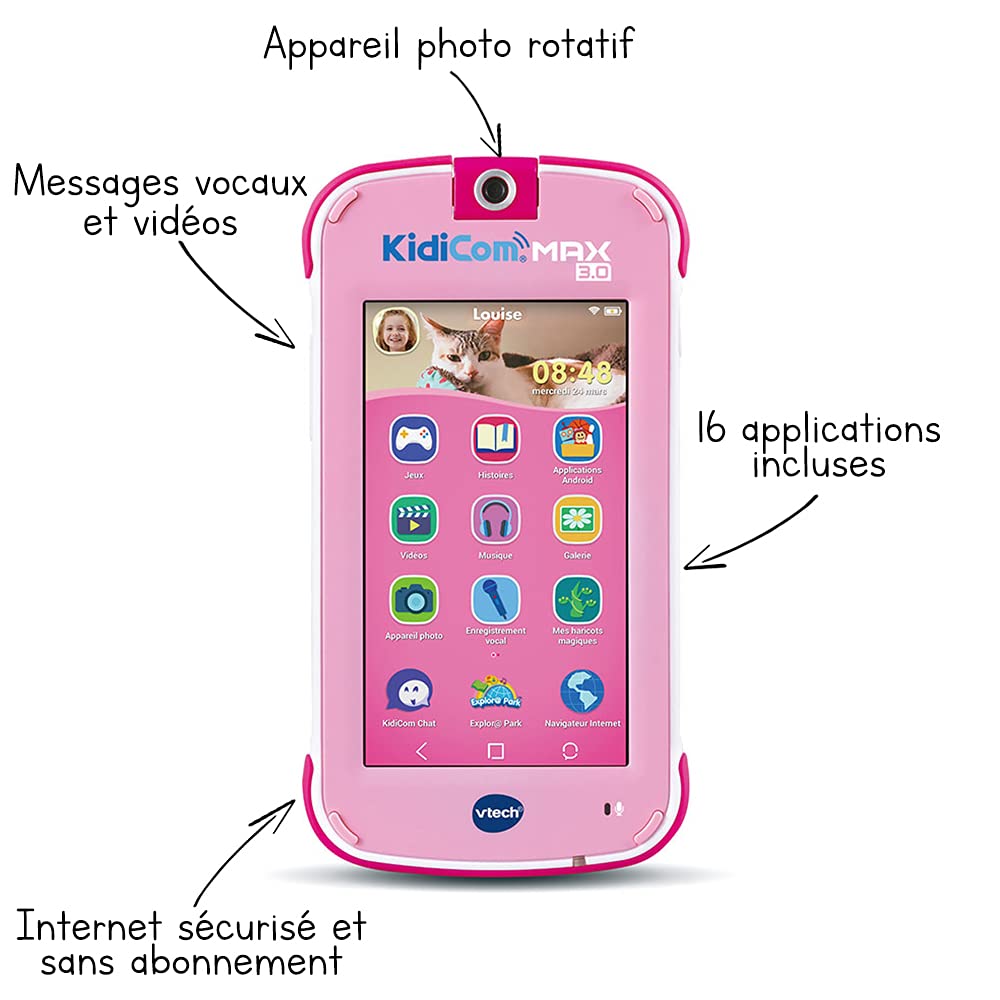 VTech 546555 KidiCom - Telefon interactiv pentru Copii, Roz