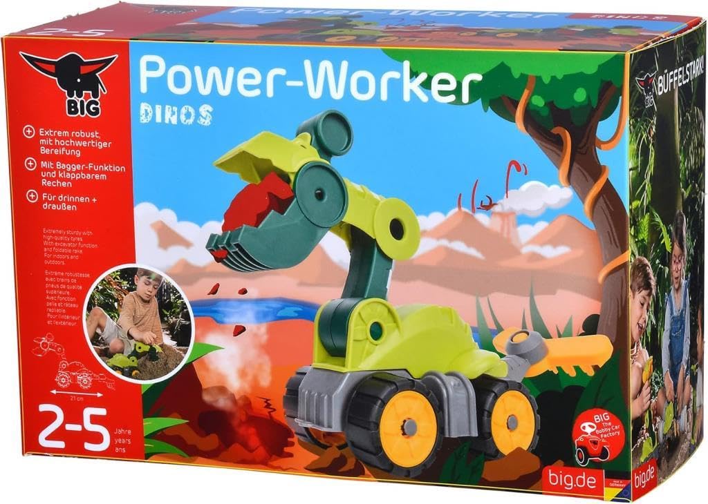 BIG Power-Worker Mini-Dinos Set de joacă excavator T-Rex cu funcție de săpătură pentru copii de la 2 ani