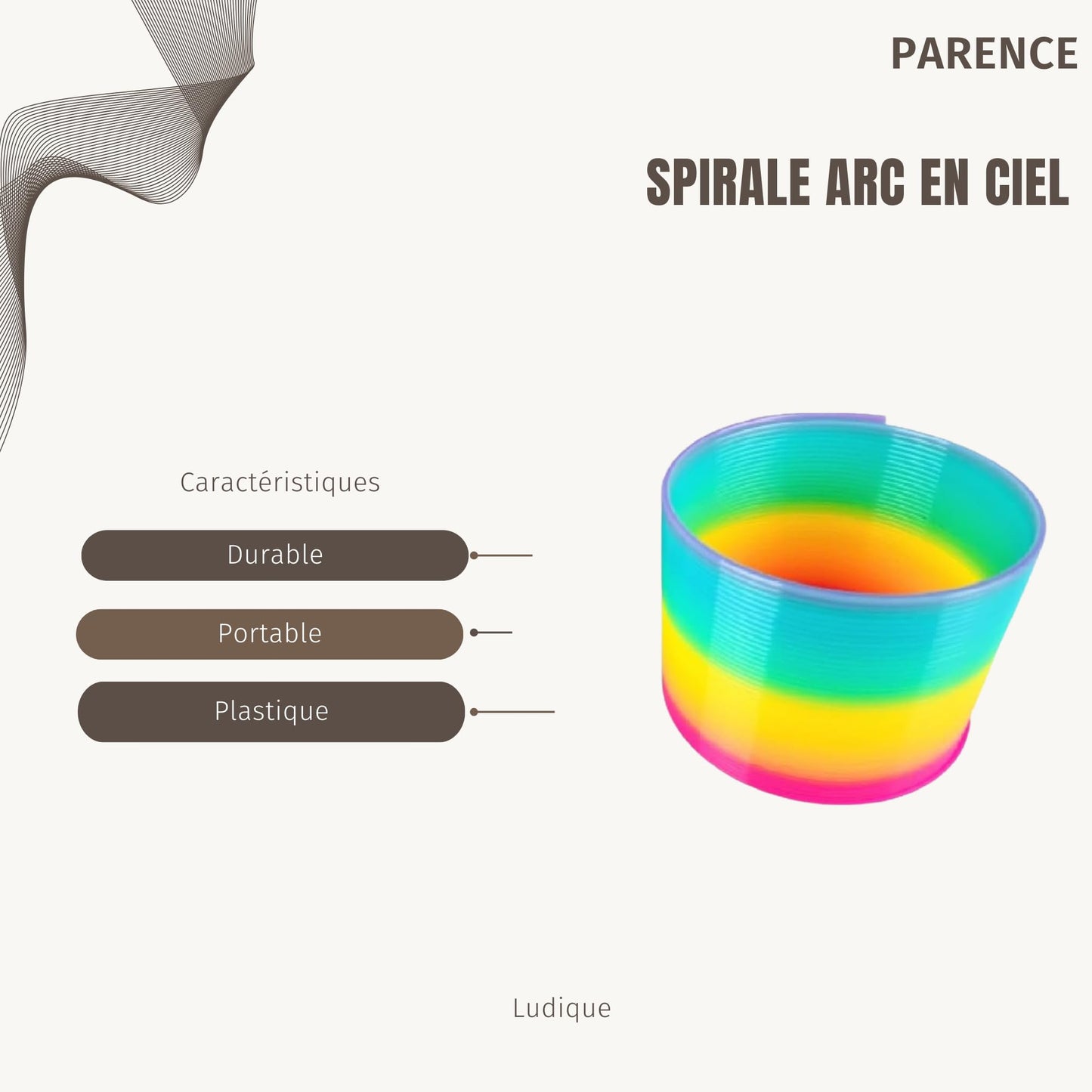 Jucărie spirală colorată cu arc în formă de curcubeu pentru 9 jucători