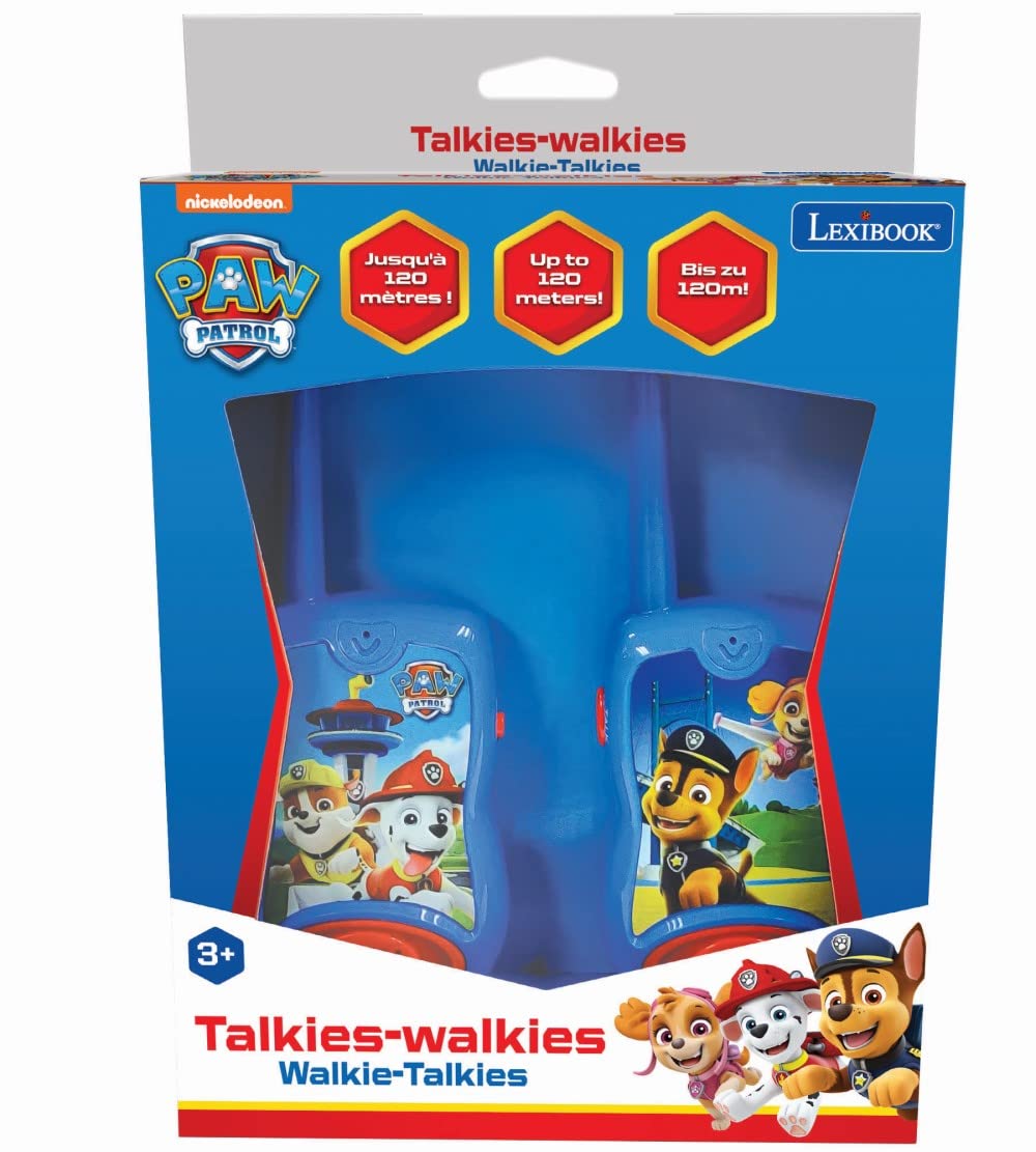 LEXIBOOK Paw Patrol - Walkie-talkies Chase din La Patrulla Canina, cu clemă pentru curea, baterie, albastru/roșu, TW12PA