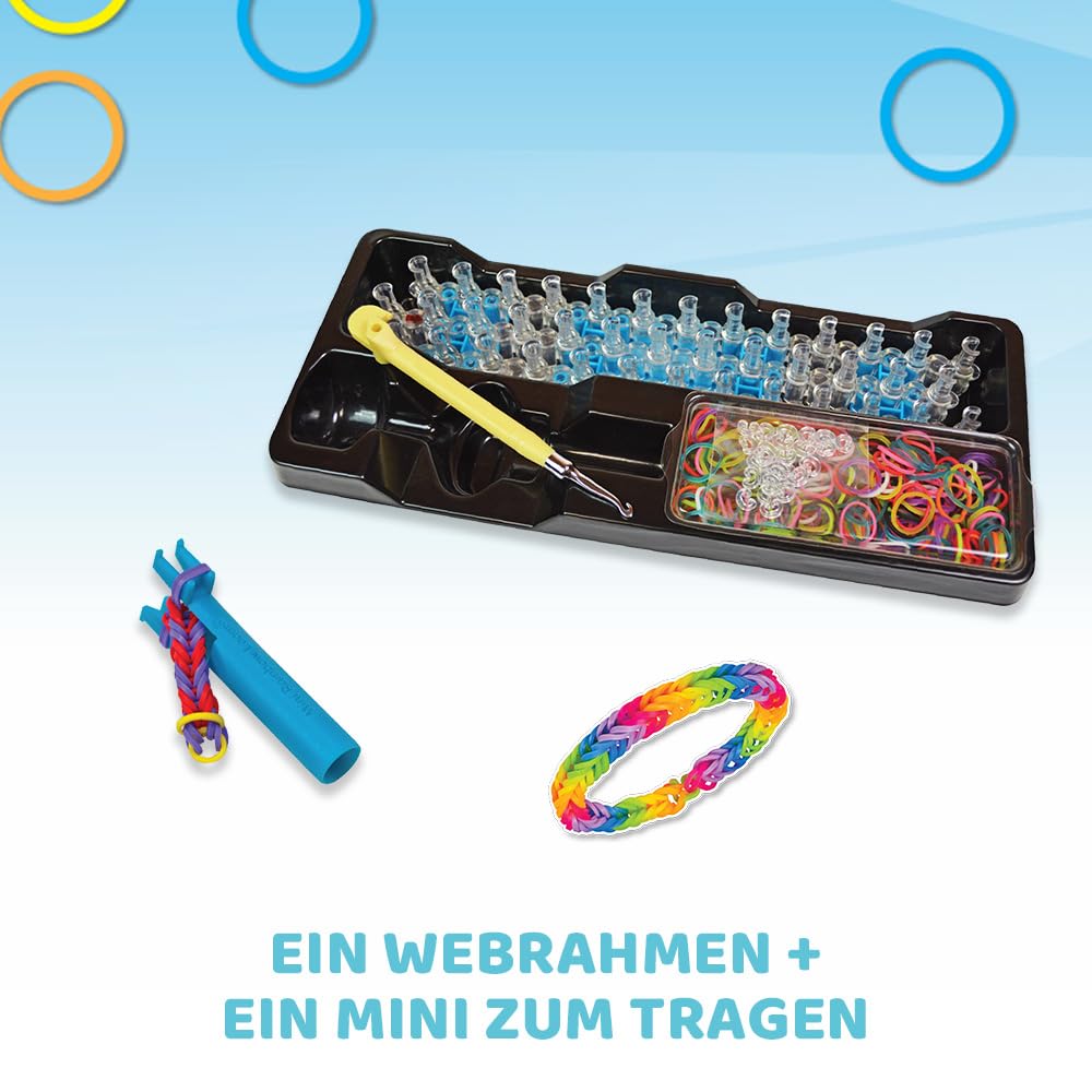 BANDAI - Rainbow Loom Original - Set creativ pentru brățări - Război de țesut cu 600 de elastice - Licență oficială patentată - Jucărie pentru copii de la 8 ani - CD00001