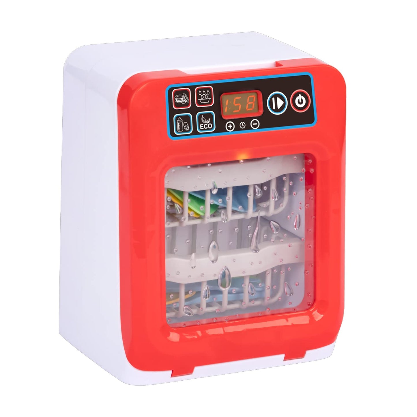 Idena 40472 - Mașină de spălat vase pentru copii cu efecte de lumină și sunet, inclusiv coșuri de spălat, farfurii și tacâmuri, jucărie pentru dezvoltarea abilităților practice