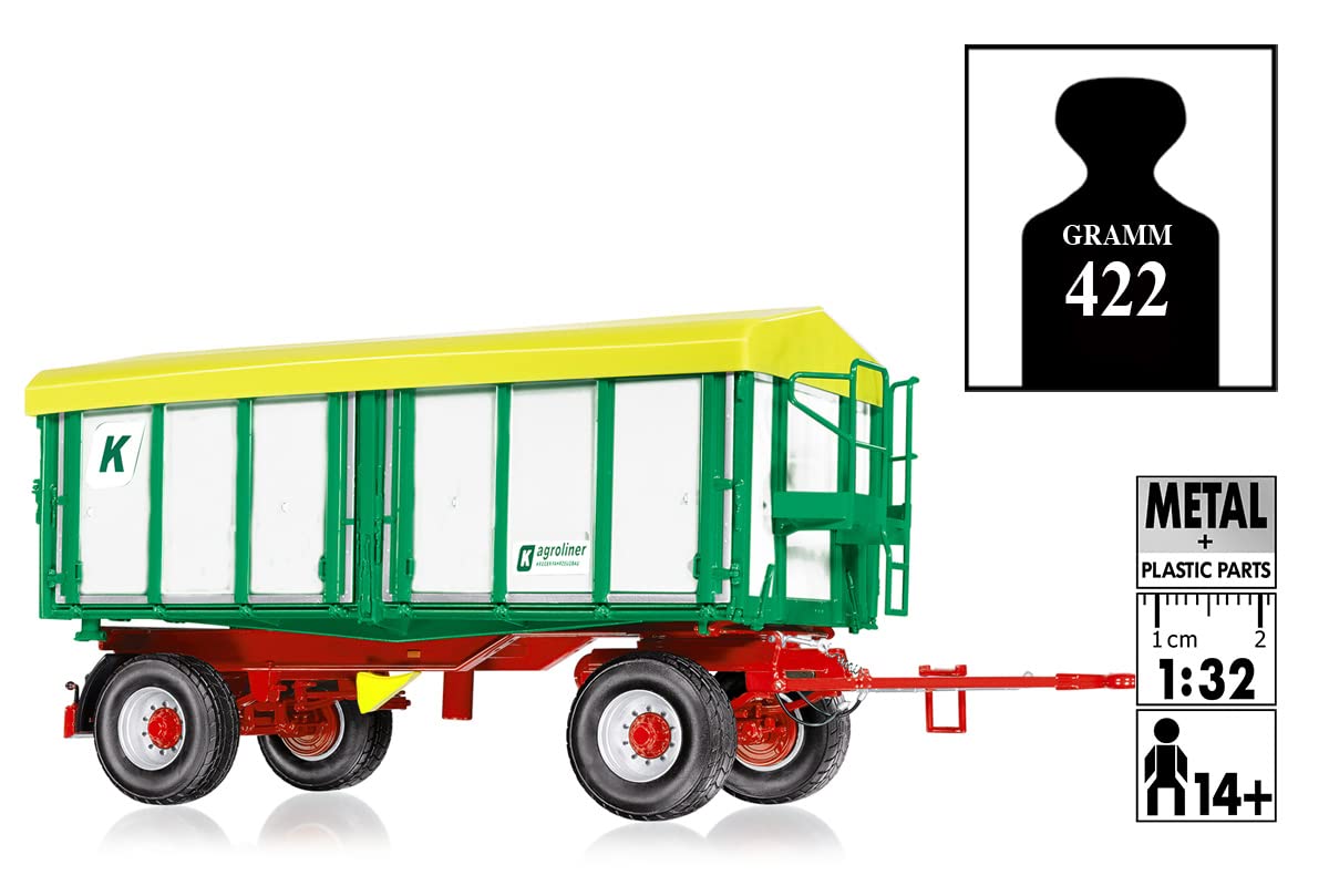 Wiking 077866 Remorcă basculantă cu trei părți Kröger HDK 302, model metal/plastic, 1:32, de la 14 ani, cu funcții multiple, alb