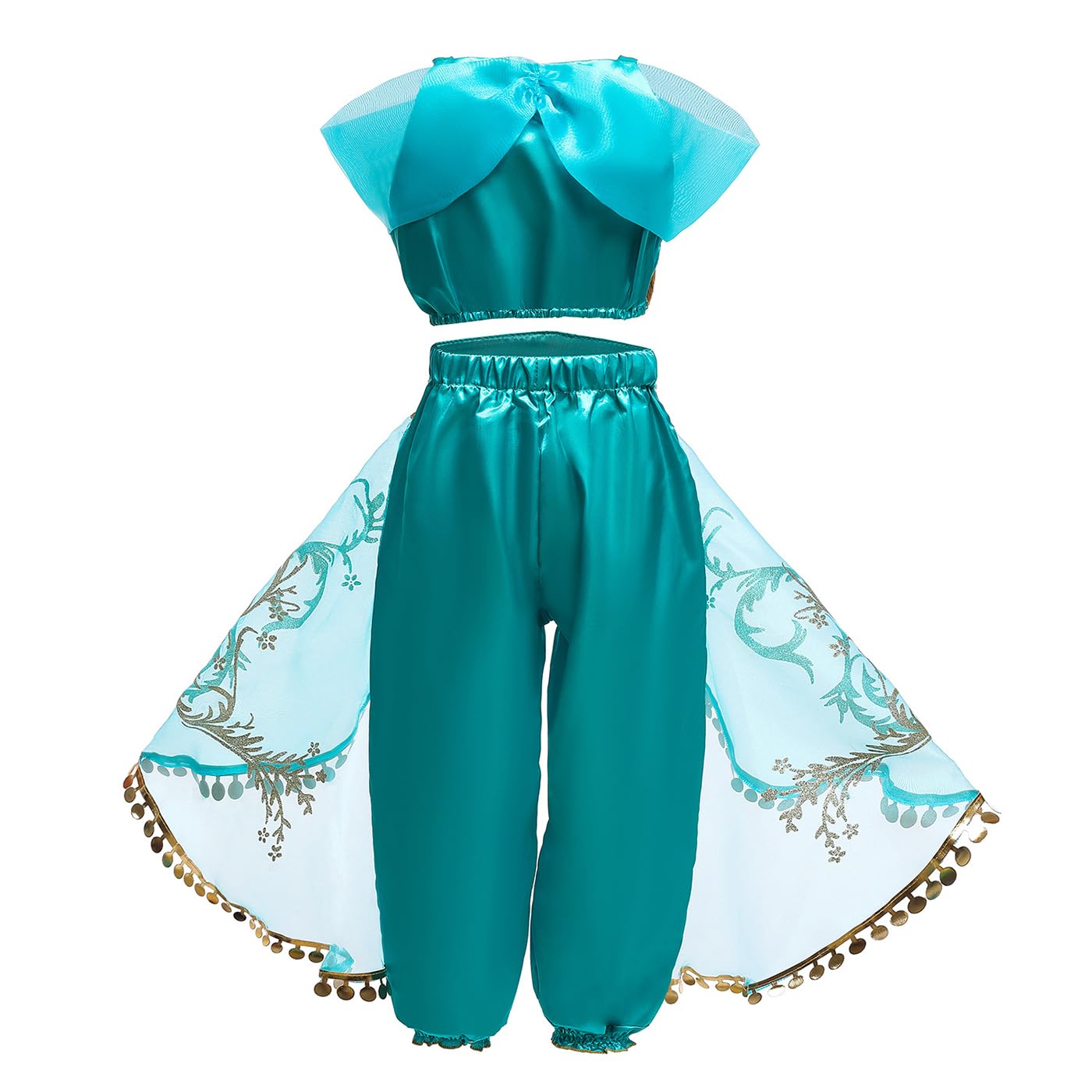 Costum de prințesă Jasmin pentru fete cu perucă - Costum Aladdin pentru copii, rochie de prințesă pentru Crăciun, zi de naștere, petrecere, Halloween, carnaval, cosplay.